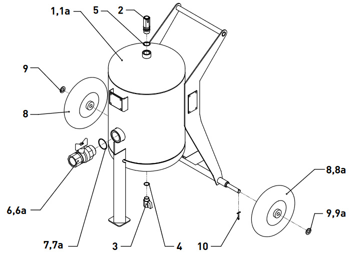Сборочный чертеж запчастей коалесцентных осушителей CK-50 CK-150 Contracor